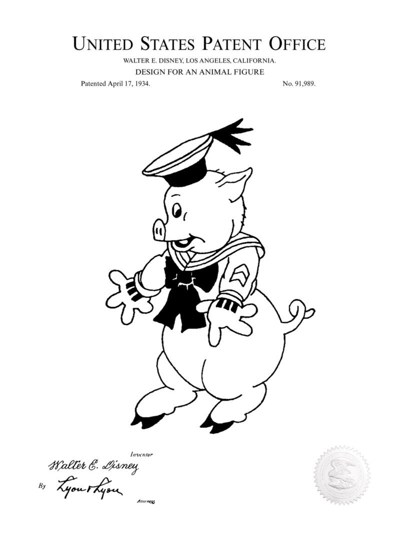 Fidler Pig Print | 1934 Disney Figure