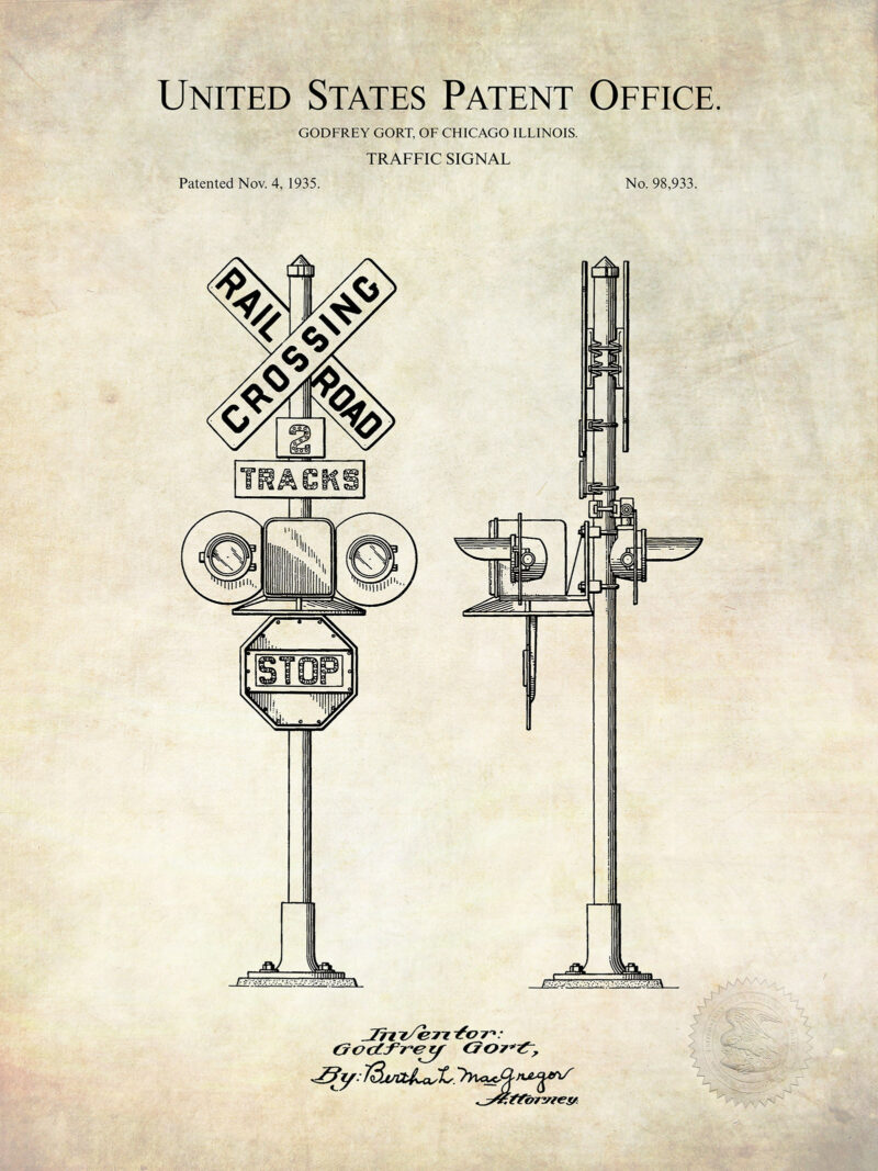 Railroad Traffic Signal | 1935 Patent Print