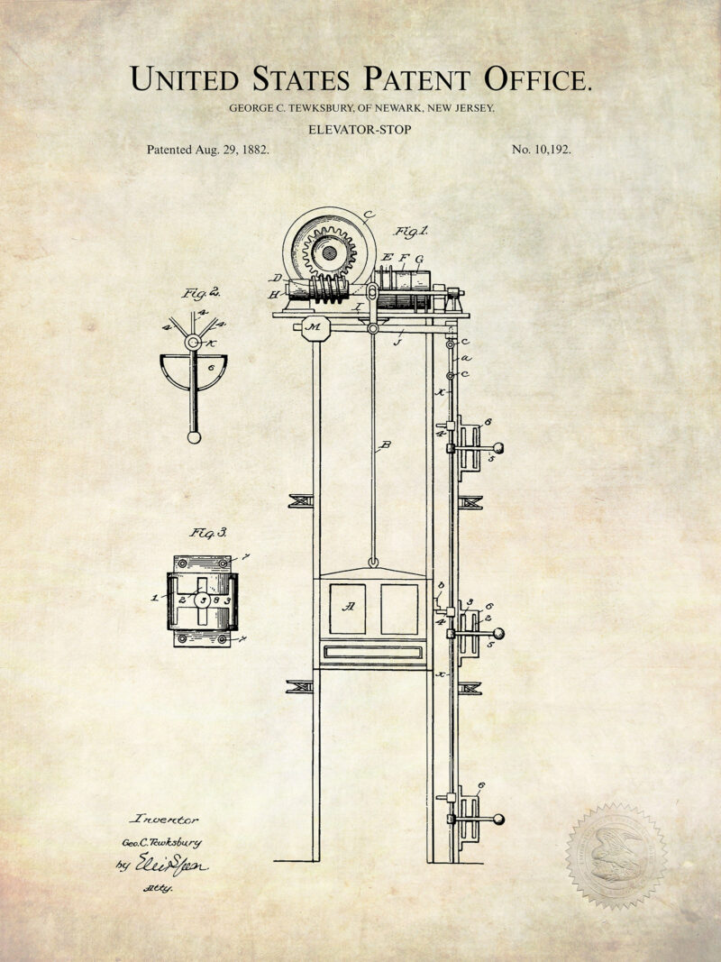 Elevator Design Concept | 1882 Patent Print