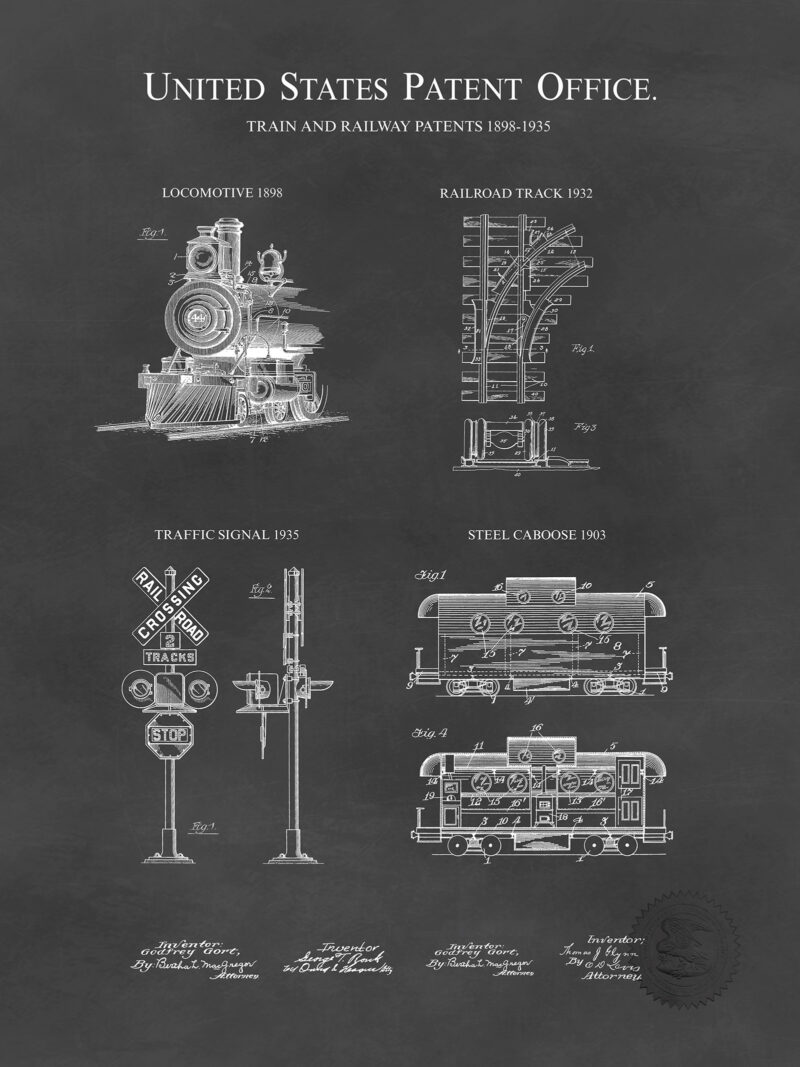 Train & Railway Prints | 1898-1935 Patents