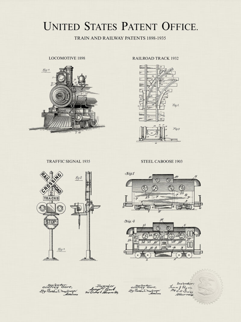 Train & Railway Prints | 1898-1935 Patents