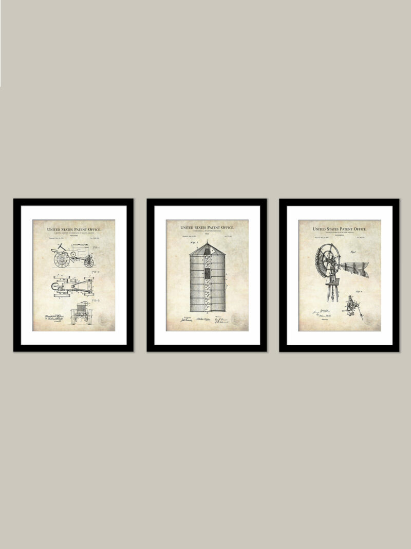 Vintage Farmhouse Patent Prints Set