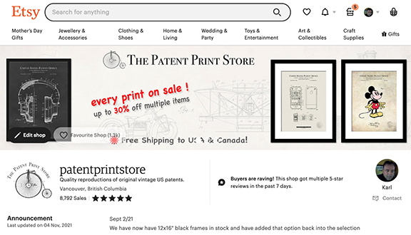the patent print shop - shipping guide