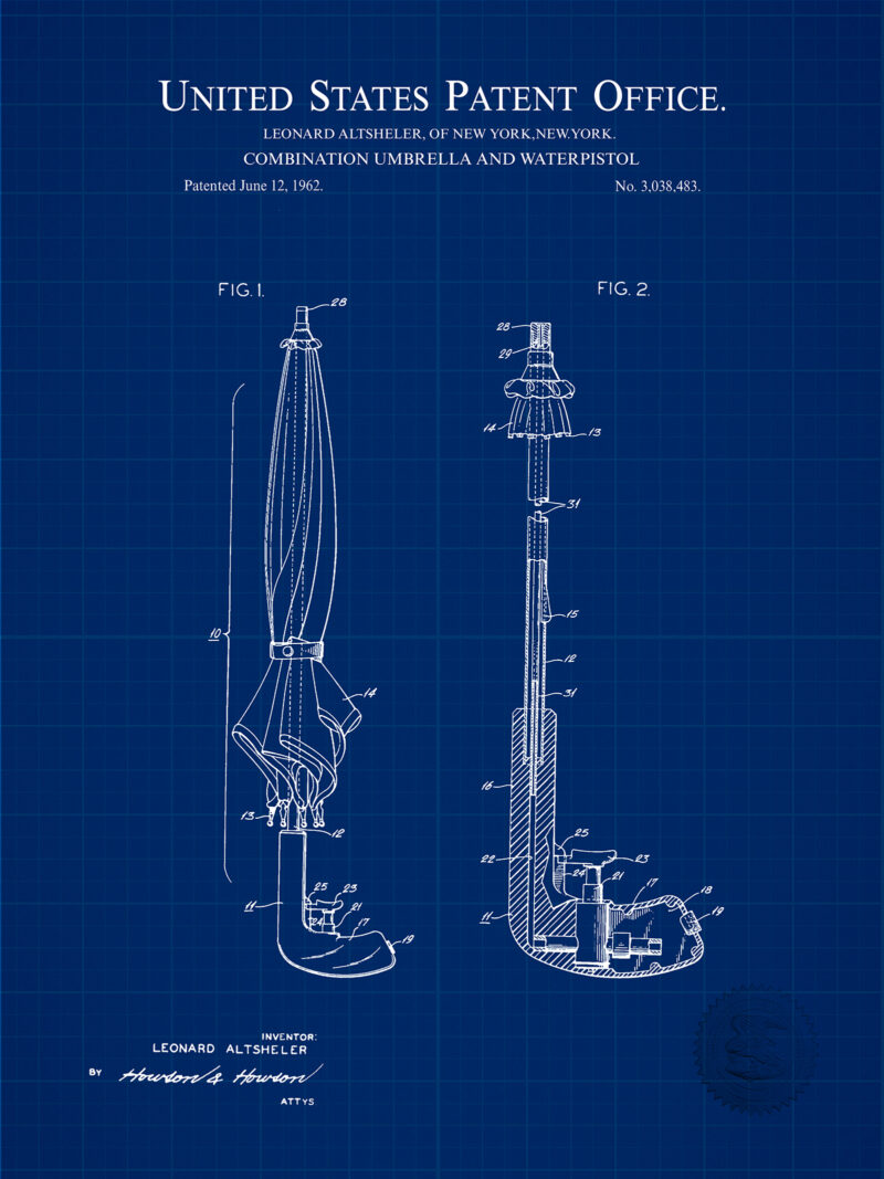 Umbrella & Water Gun | 1962 Patent