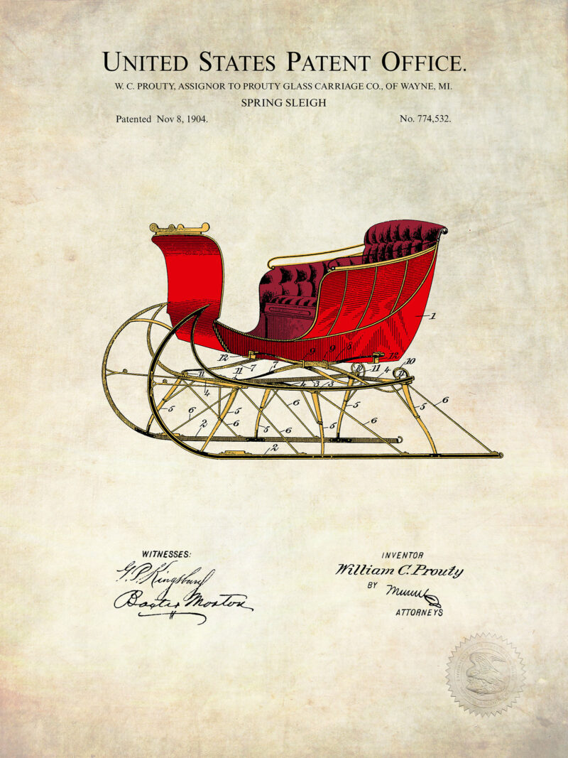 Spring-Sleigh | 1904 Patent Print