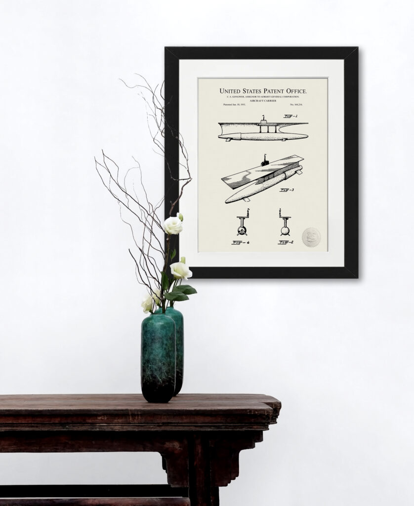 Aircraft Carrier Design | 1951 Patent Print