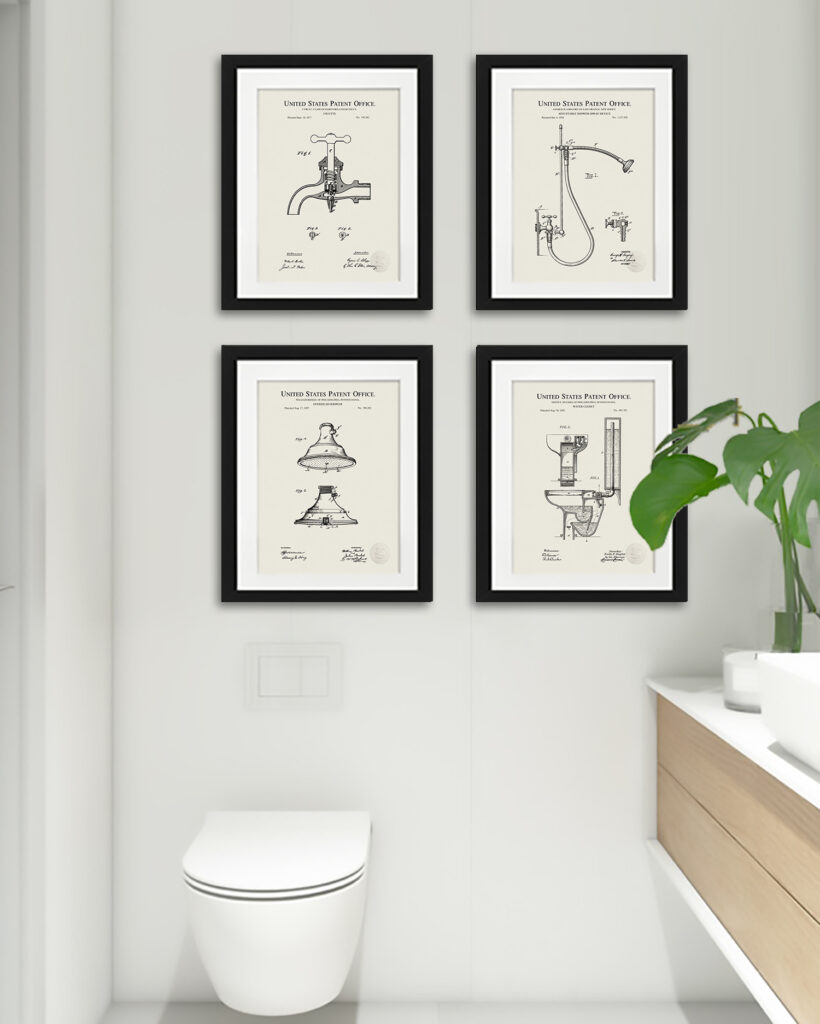 Retro Bathroom Patent Prints