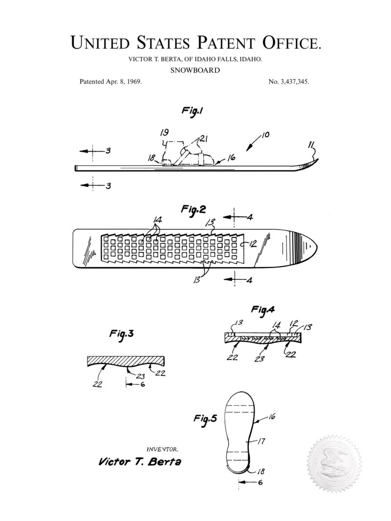 Snowboard Print | 1967 Patent