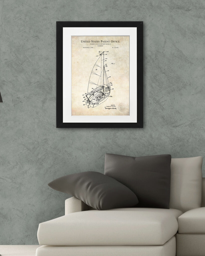 Vintage Sailboat Print  | 1927 Design Patent